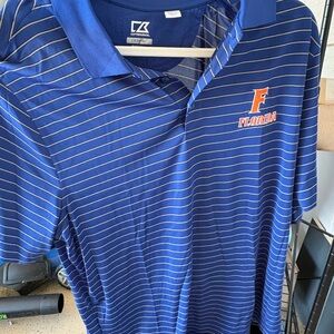 Cutter & Buck Blue Polo with Stripes